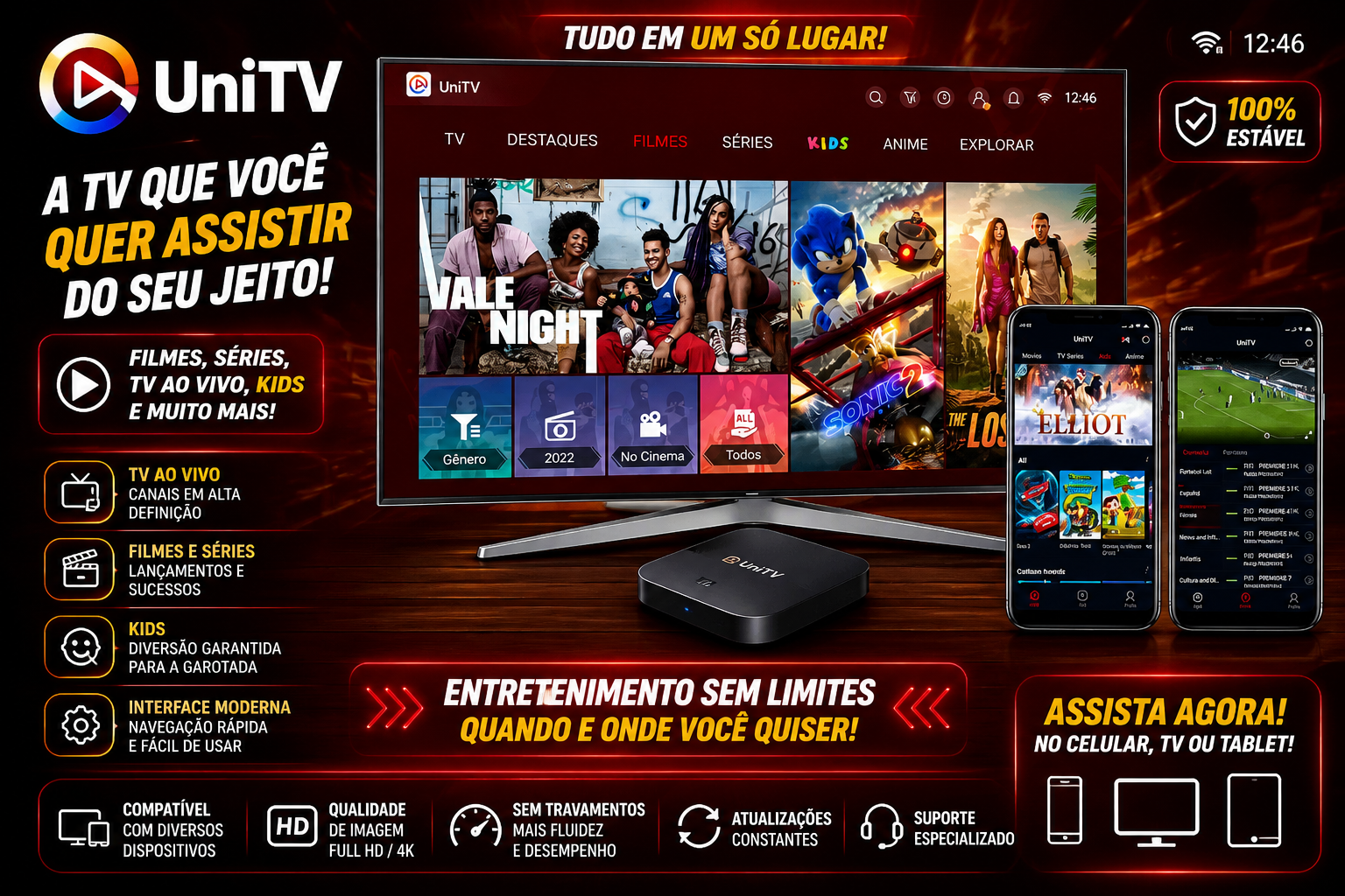 Entretenimento em diferentes dispositivos